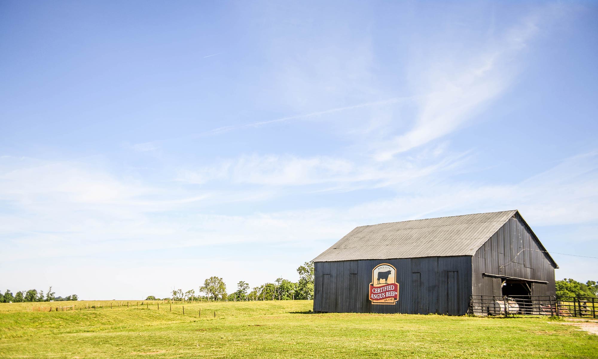 Barn with CAB logo painted on side